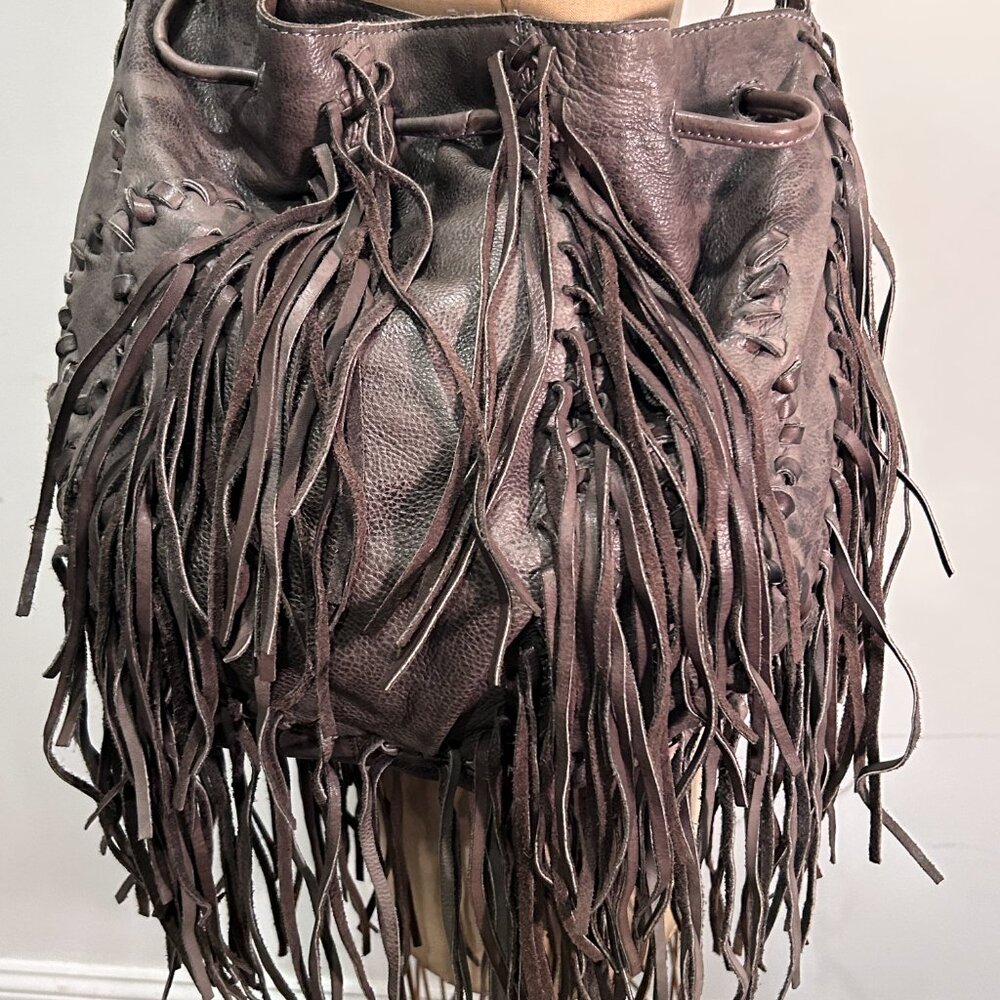 All Saints leather fringe Hobo bag - Picture 4 of 10